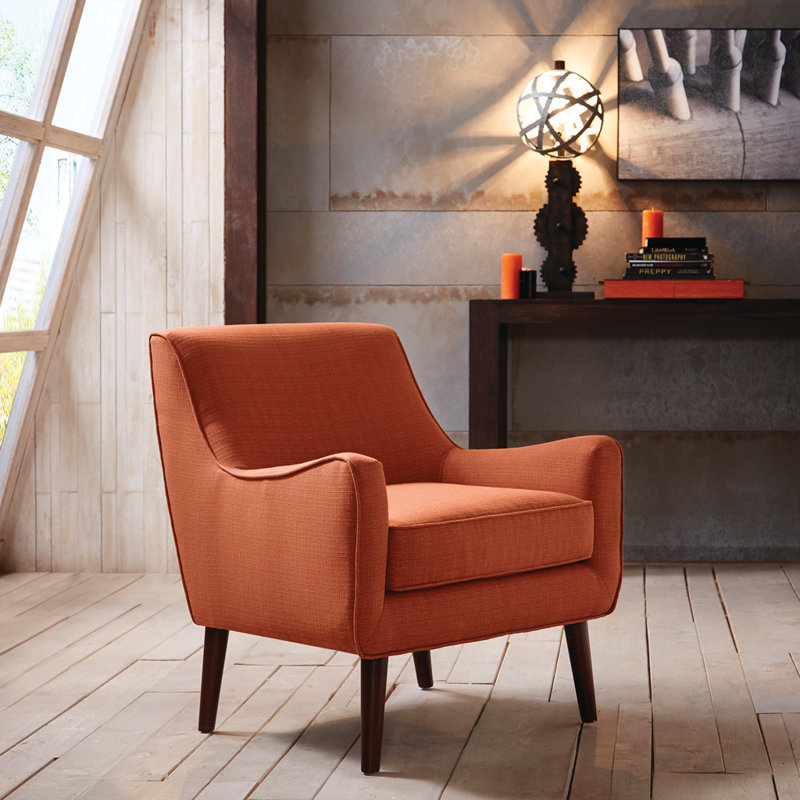 Oxford Solid and Manufactured Wood Armchair with Removable Cushion , Burnt Orange