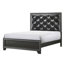 Grand lit avec tête de lit haute et chatoyante gris foncé, revêtement, panneau de chambre à coucher de style contemporain