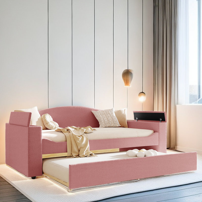 Incee Upholstered Daybed, Pink
