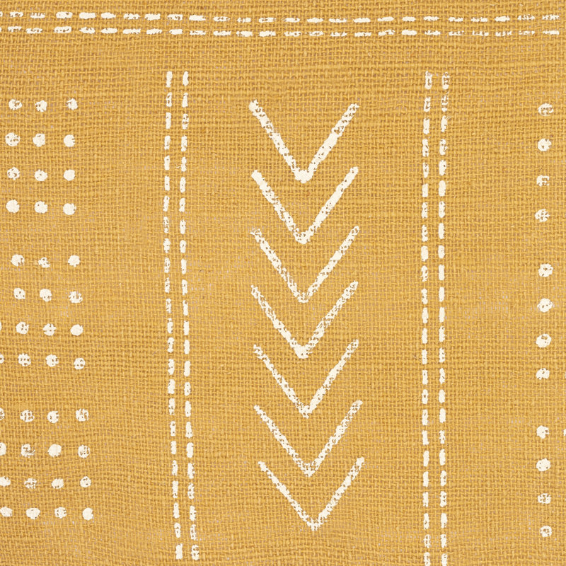 Geometric Cotton Throw Pillow, 22" x 22", Mustard/Beige, Down