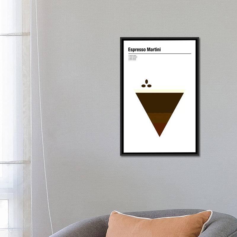 « expresso martini », impression sur toile, H 26 po x l 18 po x P 1,5 po, Toile avec cadre noir, Pas de tapis