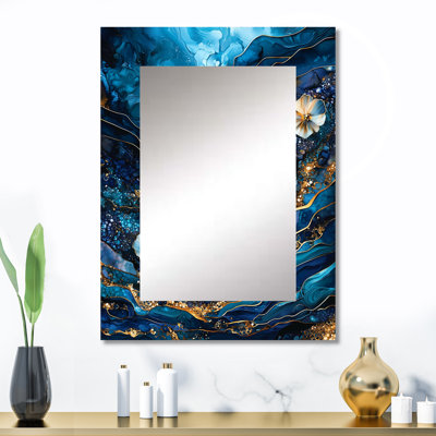 Buttercups Flowers and Safire Crystal Energy III - miroir unique orchidée, grand miroir mural traditionnel, impression d'art en métal