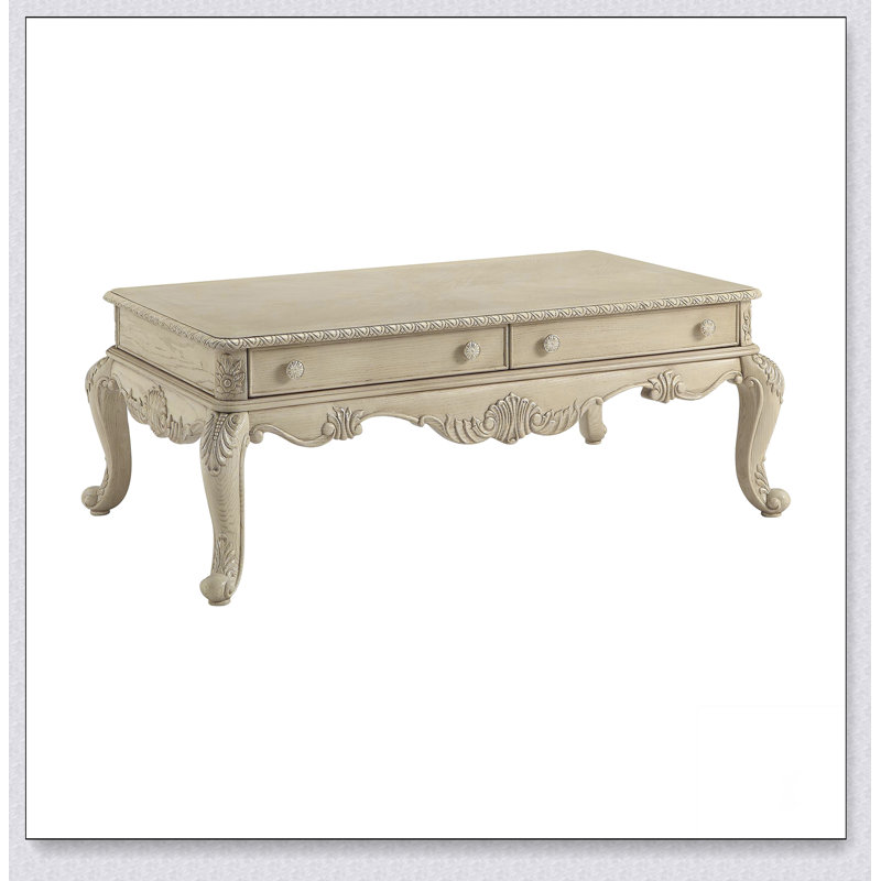Table basse antique à 2 tiroirs avec pieds Cabriole