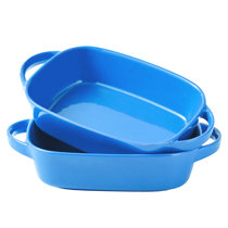 Bruntmor Porcelain 10.5X6 Rectangular Baking Dish Oven Safe, Great For  Roasting, Lasagna Pan, Small Porcelain Casserole Dish Bakeware With Handle, Set Of 2. (Blue)