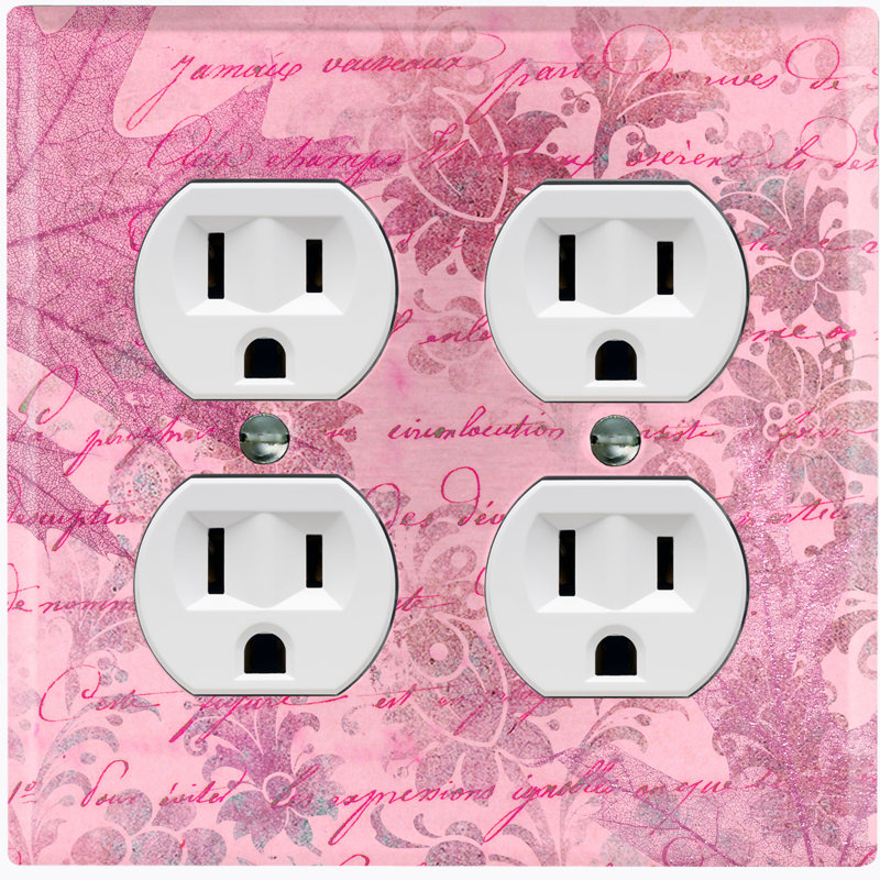 Plaque murale 2 prises doubles, Rose