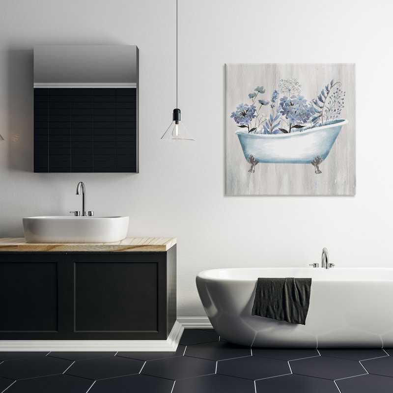 Art mural rétro sur toile de fleurs bleues rétro par Conrad Knutsen, H 30 po x l 30 po