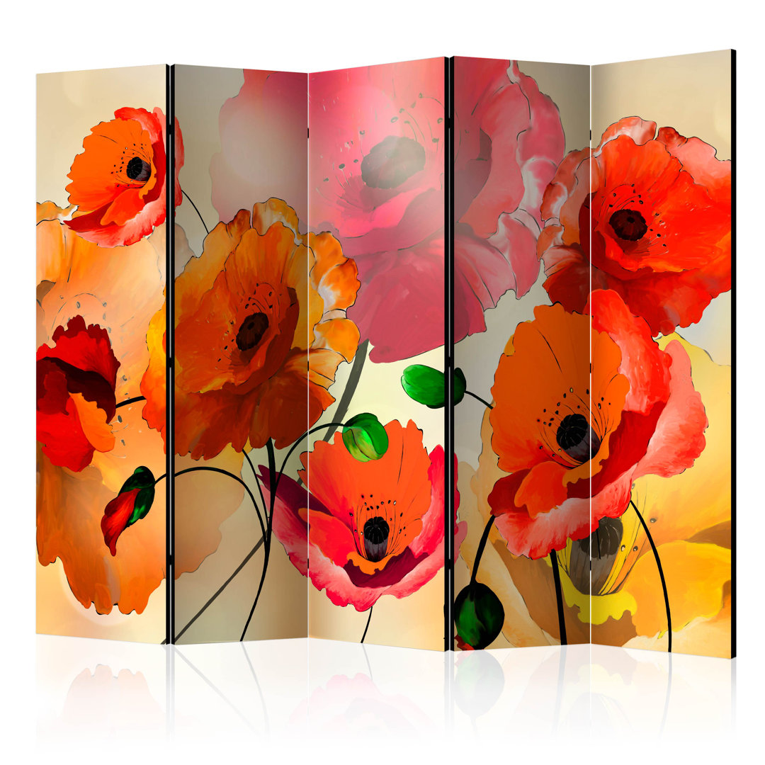 Paravent Velvet Poppies II mit 5 Paneelen