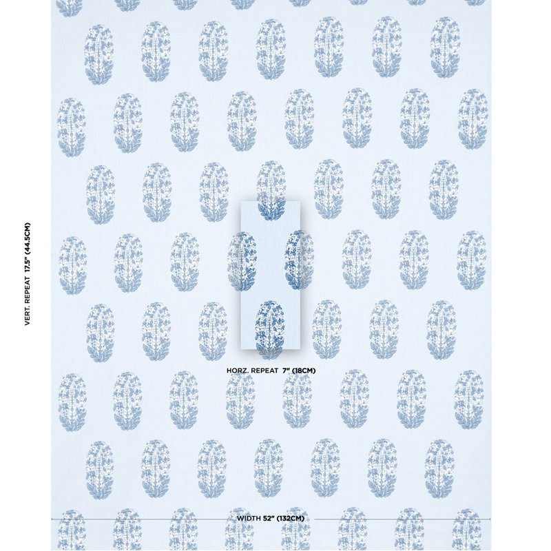 Askandra Flower Fabric, Chambray