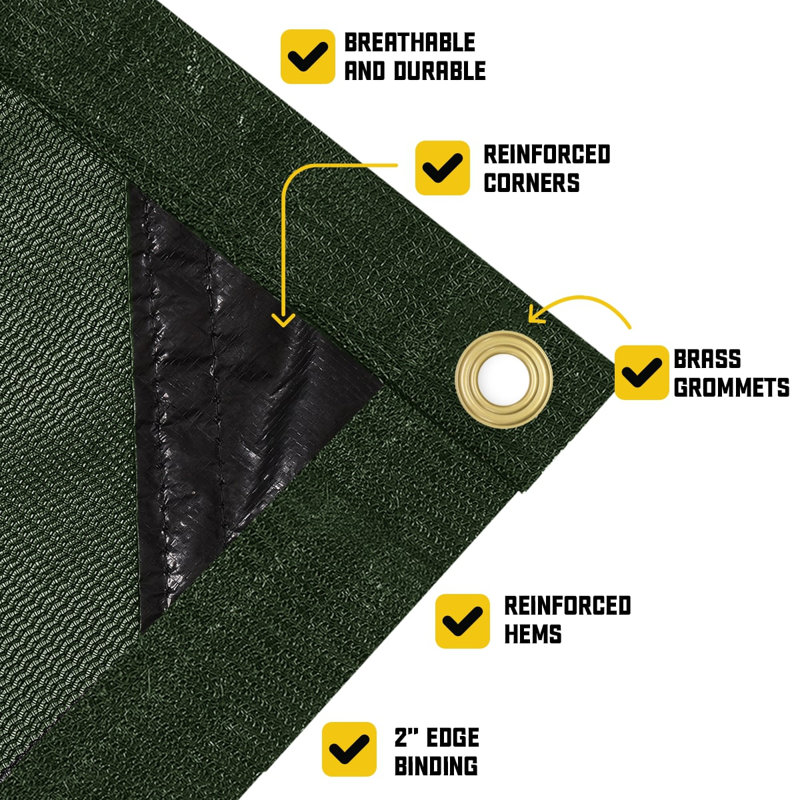 20 pi x 20 pi 250 g / m² 7,5 oz bâche robuste en maille résistante aux rayons UV, Vert