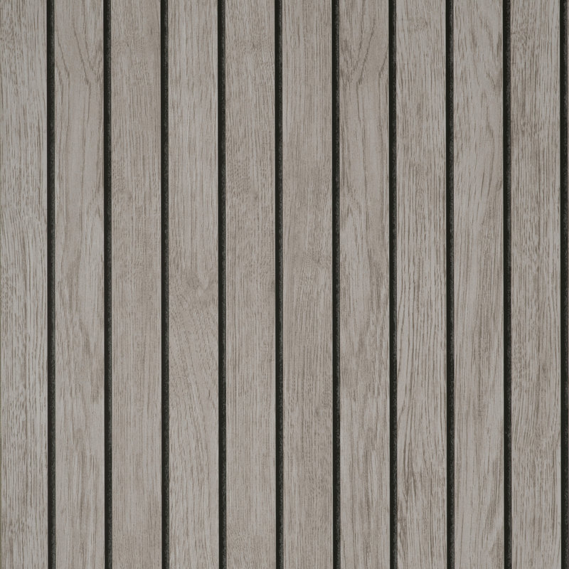 Papier peint à lattes en bois Manolo, Non tissé, Gris