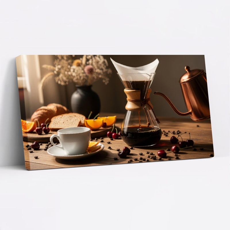 Tableau sur toile représentant une scène de préparation du café (lot de 1), 4020