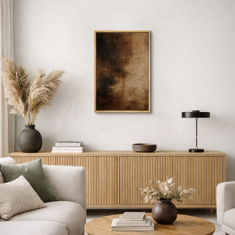 Impression murale sur toile encadrée riche brun foncé et brun doré chaud, H 36 po x l 24 po x P 1,5 po