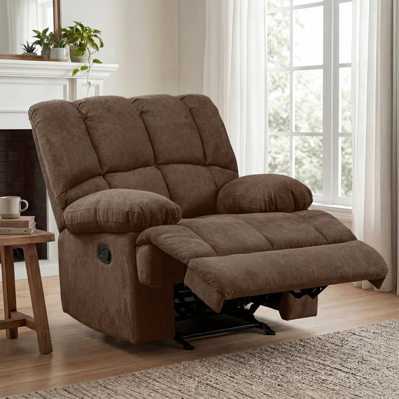 Brisen 44.5'' Wide Upholstered Recliner, Brown Polyester, 41.33" H x 44.48" W x 29.92" D