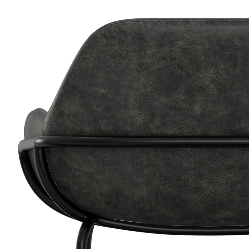 Mira Distressed Slate Grey Faux Leather Bar Stool with Metal Frame