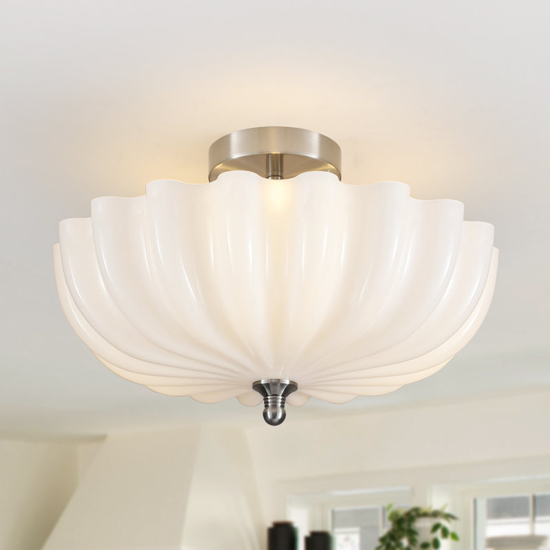 Plafonnier semi-encastré 3 lumières 15,74 po, Nickel