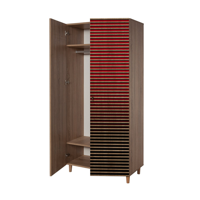 Armoire Ginevra, Rouge / Chêne