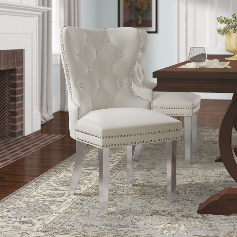 Chaise d'appoint rembourrée en velours Sydnie, Crème, crème