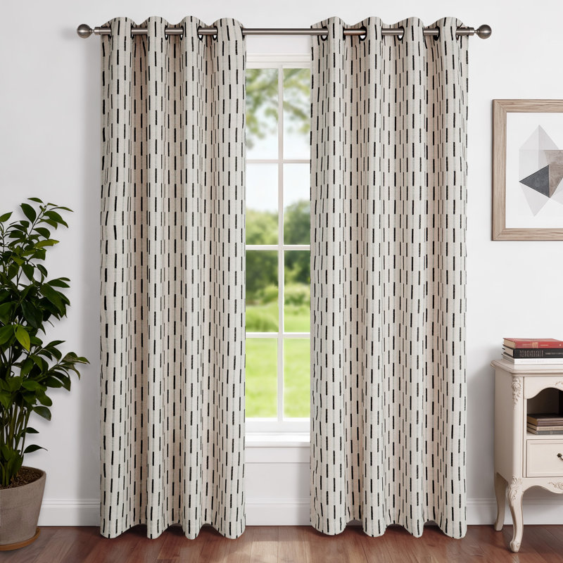 Paire de rideaux en coton et lin, Jaune, L 52 po x L 84 po