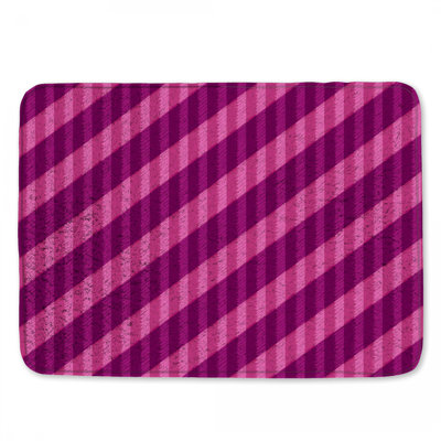 Tapis de bain rose à rayures diagonales mauves
