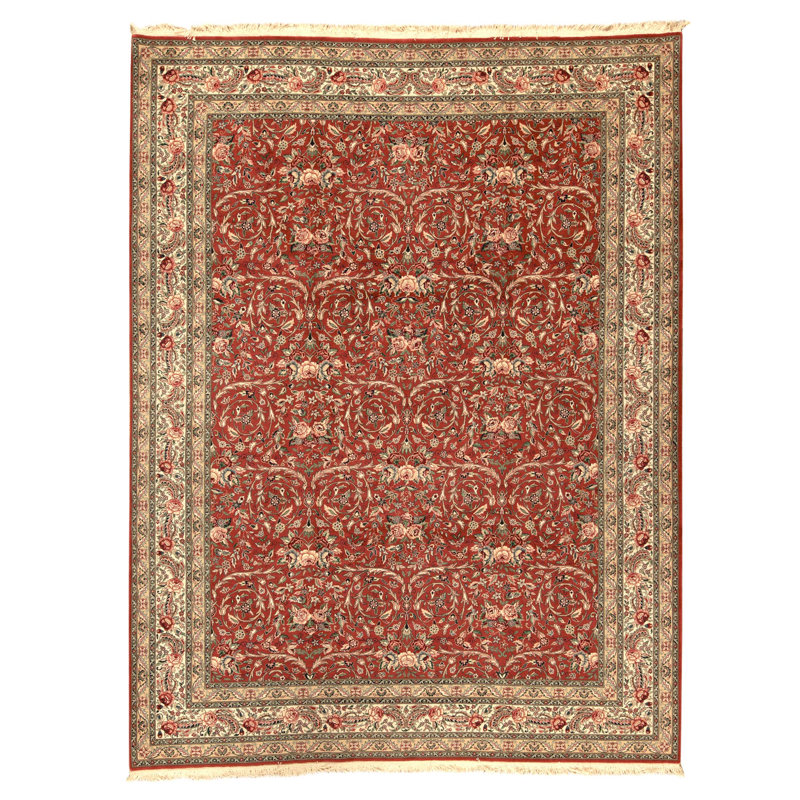 Tapis rouille et ivoire noué à la main de haute qualité