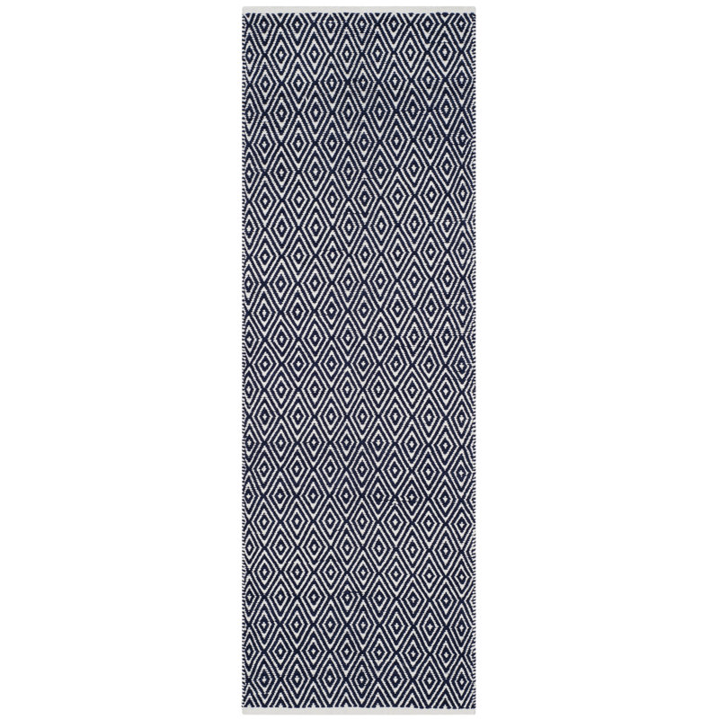 Dannea Flat Weave Cotton Geometric Rug, Runner 2'3" x 7'
