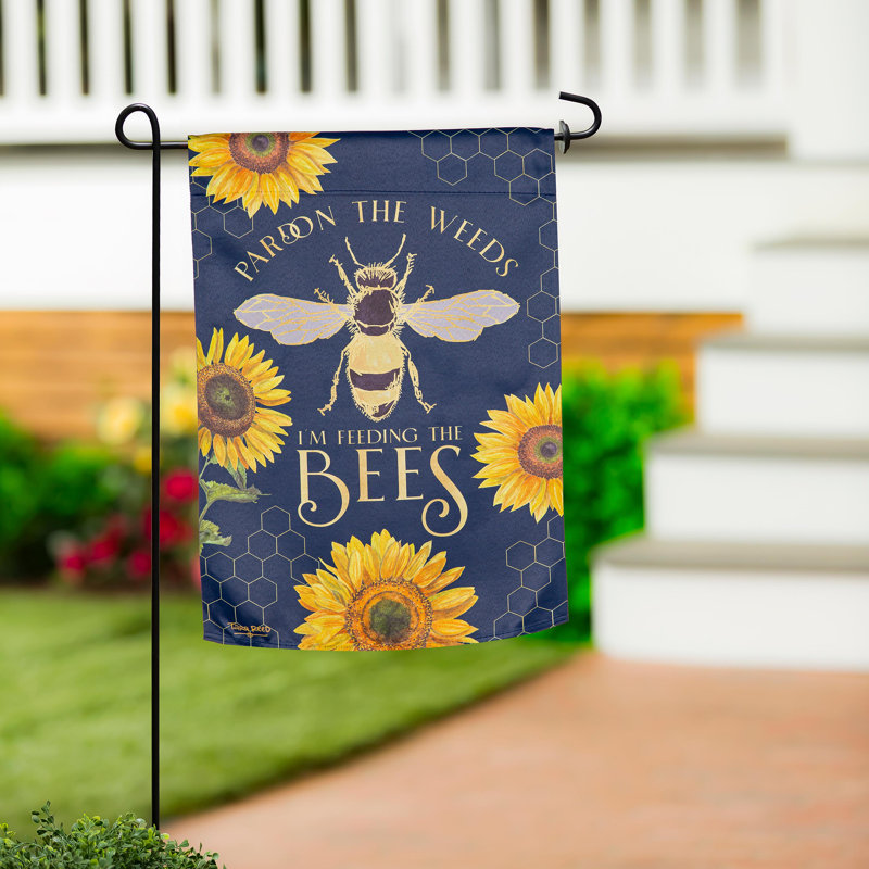 Drapeau de jardin Pardon the Weeds I'm Nouring The Bee's Suede