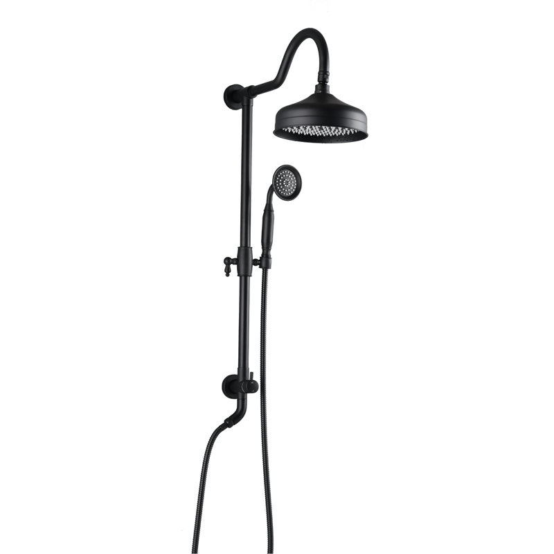 Douche murale double avec pluie de 8 po et système de finition noir mat élégant