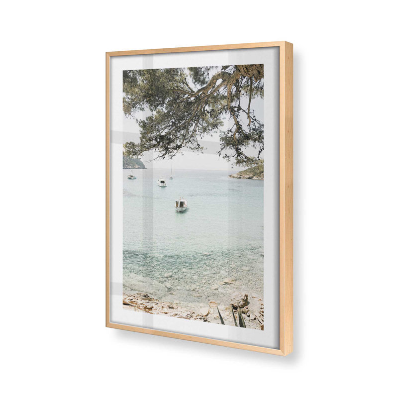 Imprimé Peaceful Ocean Cove, H 11 po x l 9 po x P 1,25 po, Érable brut encadré