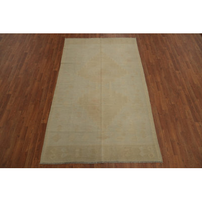 Earth Tones Wool Kilim Room Size Area Rug 5x8