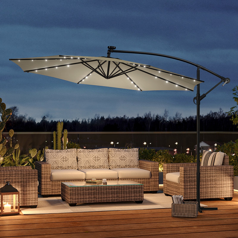 3M Cantilever Parasol with LED Light, Beige 