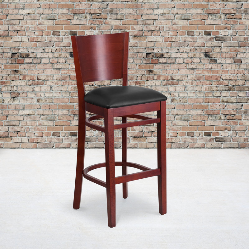 Tabouret de bar Claridge, Vinyle - Noir, Acajou, 2