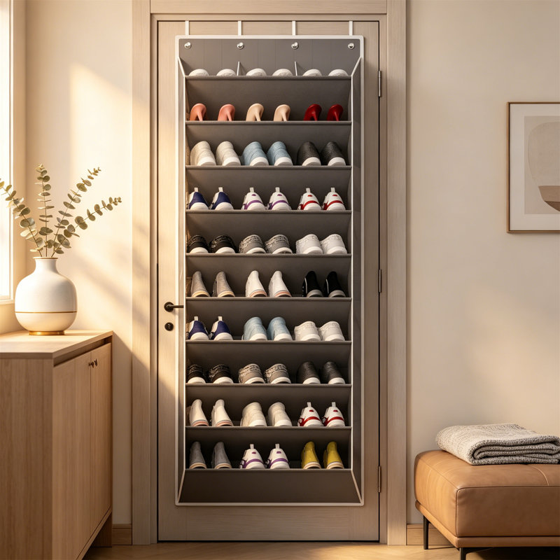 10 Pair Hanging Shoe Organiser, Grey