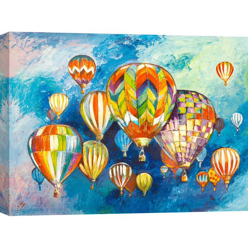 Hot Air Balloons Suspended In The Sky I by Luigi Florio - Wrapped Canvas Painting, 70cm H x 100cm W x 4cm D