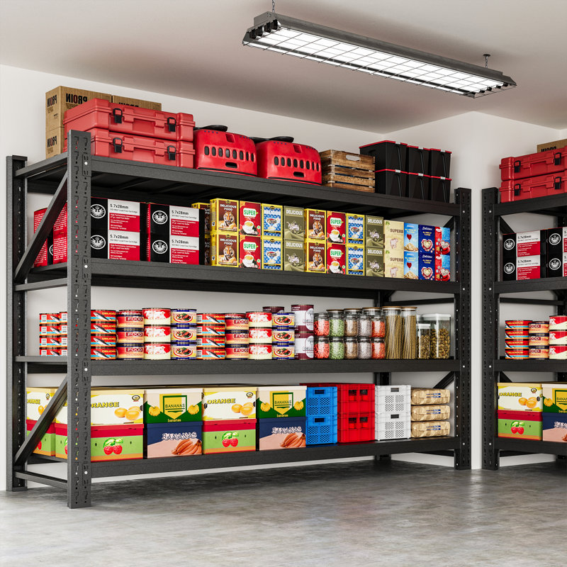 Tablettes robustes en acier à 4 niveaux de 75,0 po - Support de rangement réglable pour garage, entrepôt, garde-manger et outils