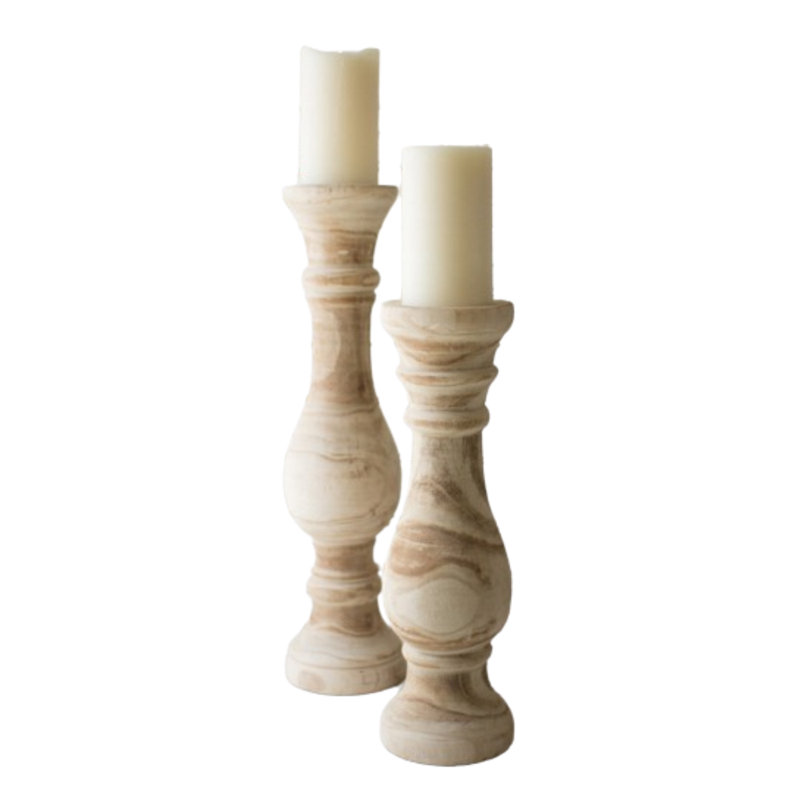 Ensemble de chandelles de table en bois 2 pièces