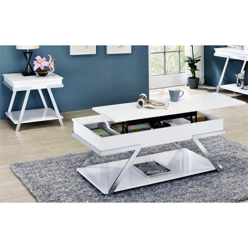 Contemporary Style  1Pc Sofa Table High Gloss Finish Chrome Frame Console Table Gorgeous Living Room Furniture