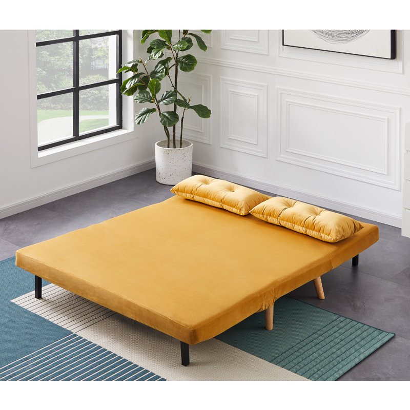 Wallen 2 Seater Velvet Sleeper, Mustard