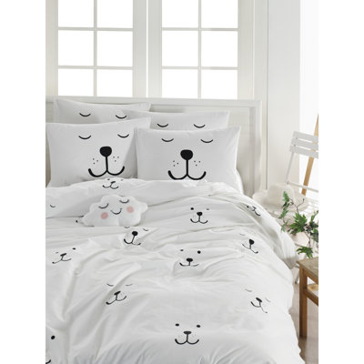 Ensemble de housse de couette 100% coton blanc / noir Kropp