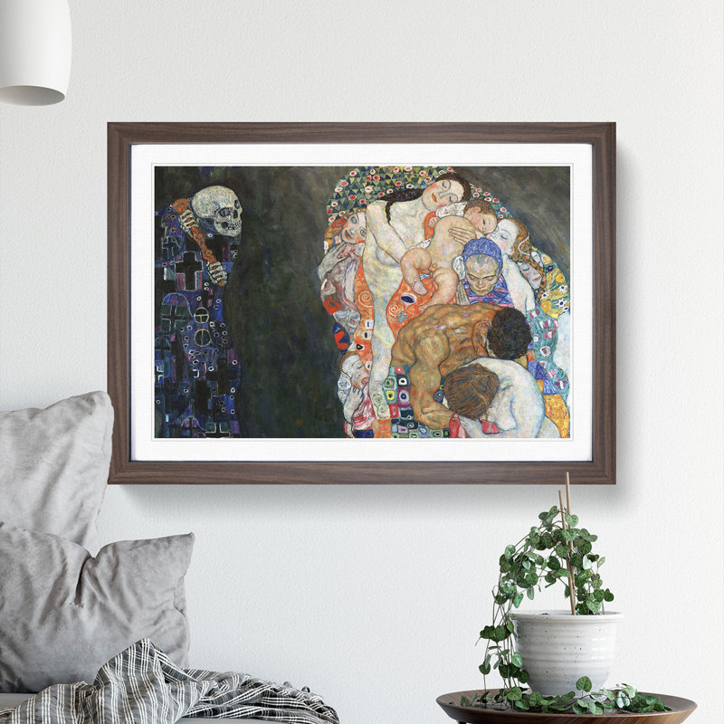 Death and Life by Gustav Klimt - Picture Frame Graphic Art, 36cm H x 48cm W x 2cm D, Walnut Framed