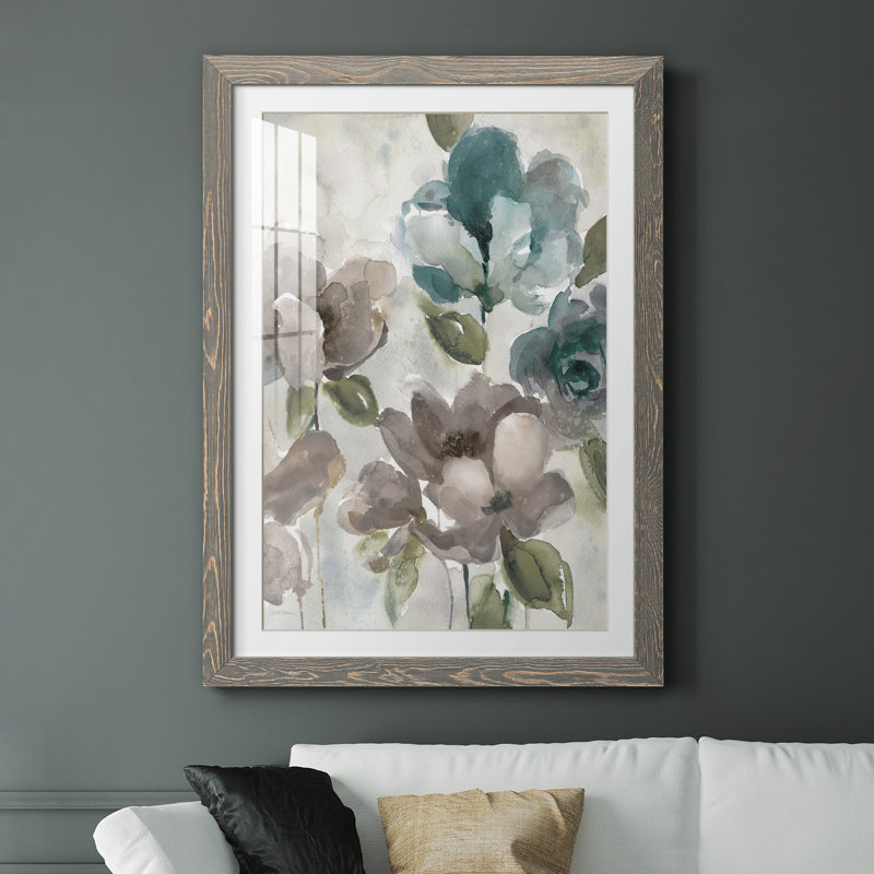 Topaz Garden II - peinture encadrée, H 44 po x l 31 po x P 1 po, Encadré gris