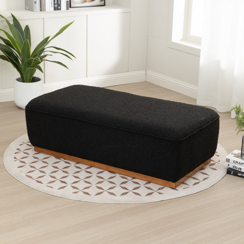Lolington Rectangular Solid Wood Ottoman, Black
