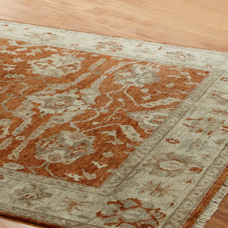 Prange Wool Oriental Area Rug in Rust/Ivory, Rectangle 12' x 18'