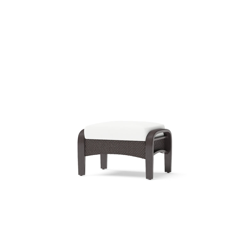 Barcelo Rattan Club Ottoman with Cushion, Bliss White Sunbrella®