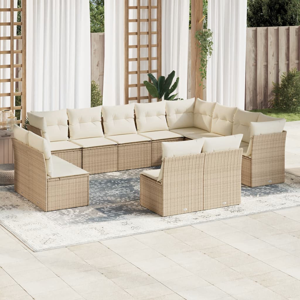 Vidaxl 12-Tlg. Garten-Sofagarnitur aus Polyrattan mit Kissen