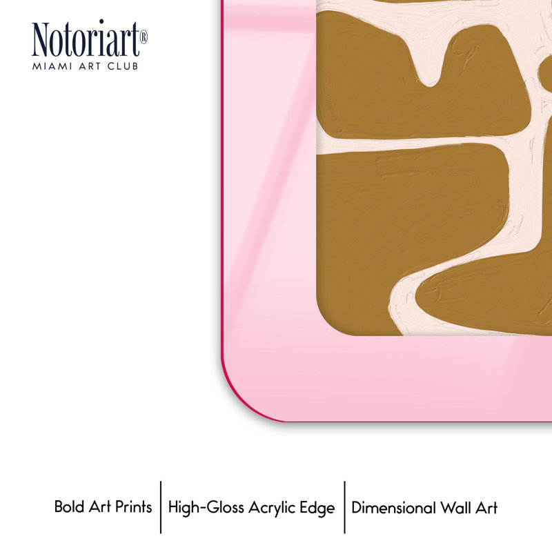 Cadre mural moderne girafe en acrylique par NOTORIART, H 39,5 po x l 27,5 po, Arrondi, Rose