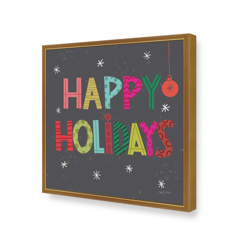 «Holiday Wishes I» par Cheryl Warrick, reproduction d'art, H 30 po x l 30 po, Doré