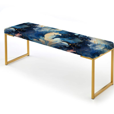 Abstract Upholstered Gold Bench