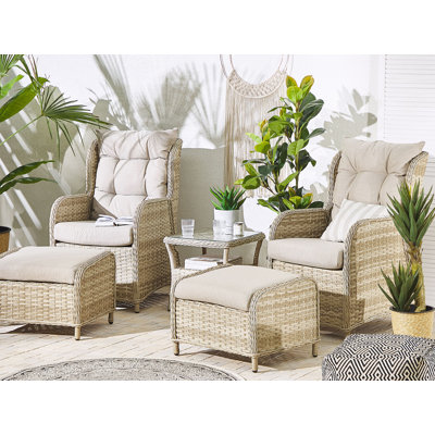 2-Sitzer Lounge-Set Sighburgh aus Rattan mit Polster