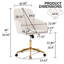 Fauteuil de bureau pivotant ergonomique Ty - Velours beige, réglable, offrant un bon soutien, base dorée stable, recouvert de velours, pivotant.-360834169-360834172-360834948