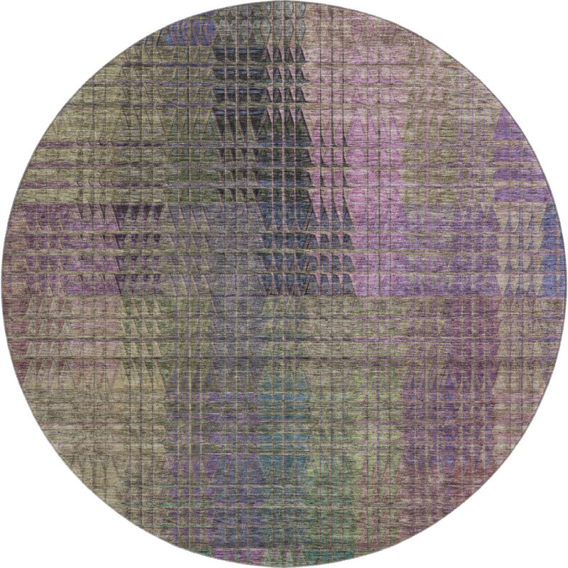 Premium Machine Washable Prisco Plum Rug, Round 8'
